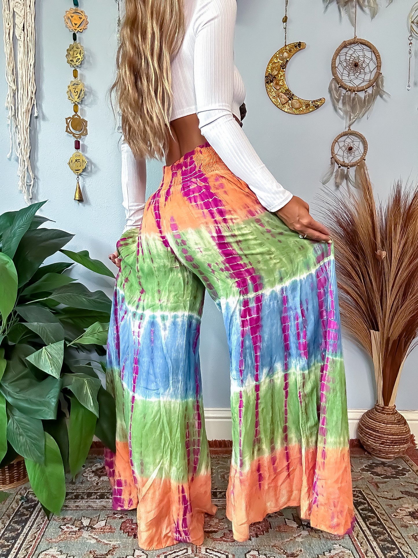 STELLA WIDE LEG PANTS - ORANGE • GREEN • MAGENTA • BLUE