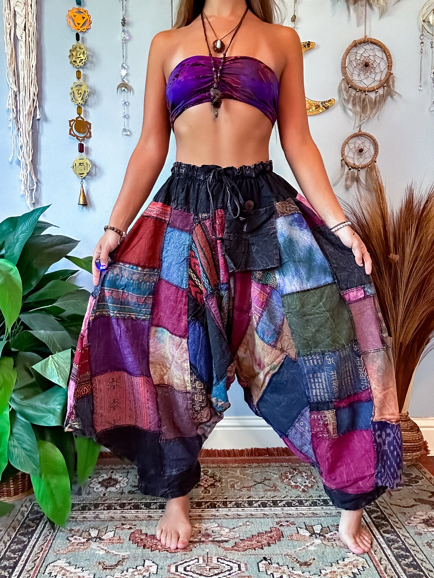 WOODLAND DROP CROTCH HAREM TROUSERS - STONE