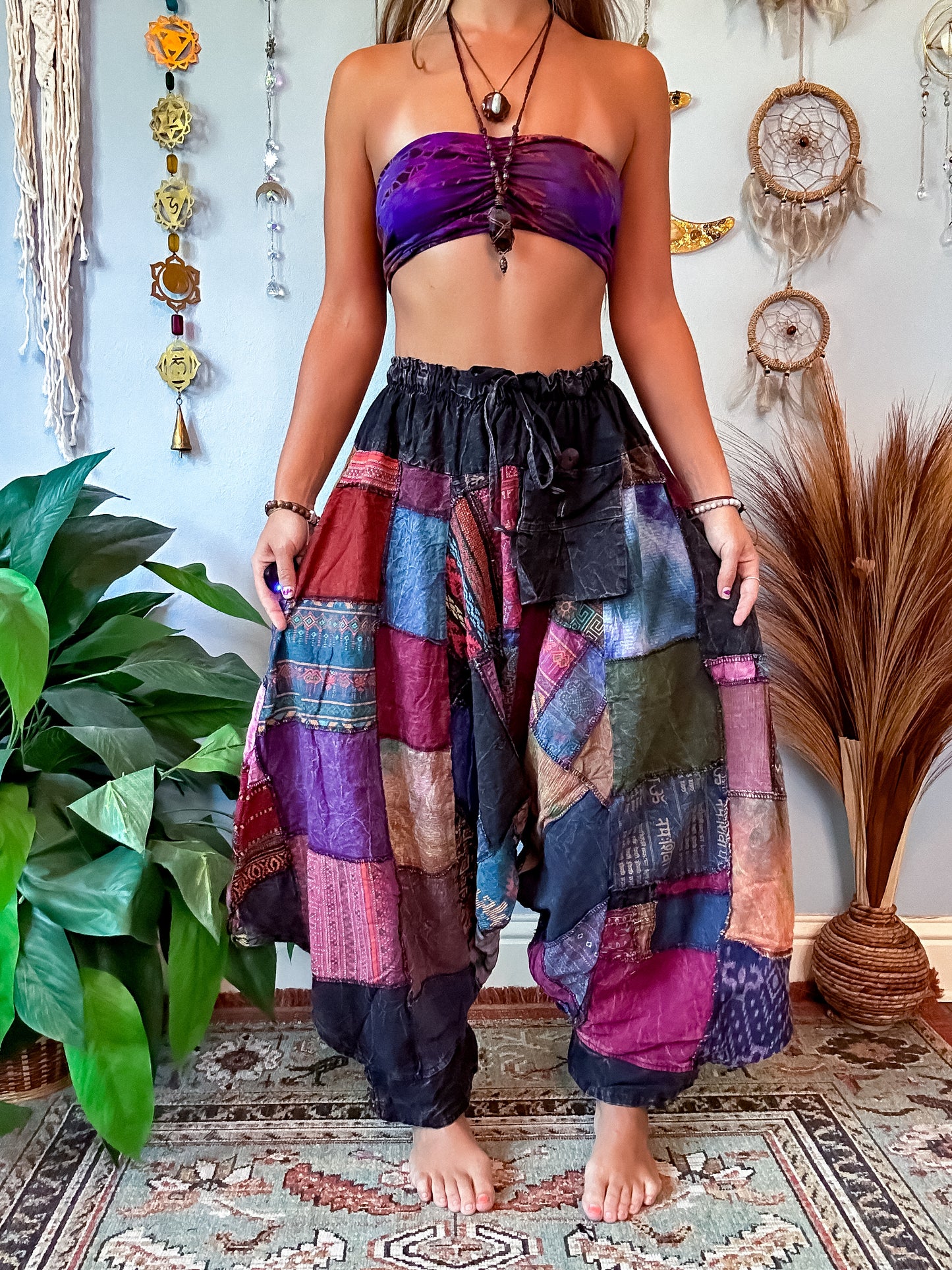 WOODLAND DROP CROTCH HAREM TROUSERS - STONE