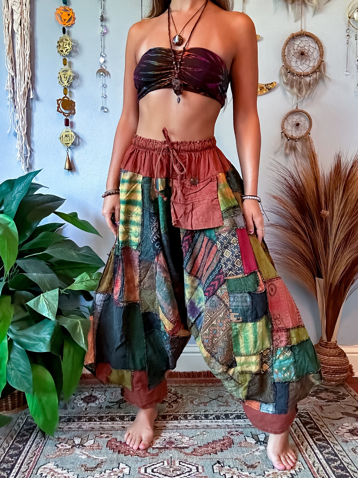 WOODLAND DROP CROTCH HAREM TROUSERS - RUST