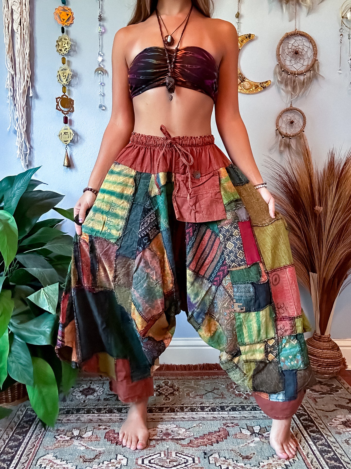 WOODLAND DROP CROTCH HAREM TROUSERS - RUST
