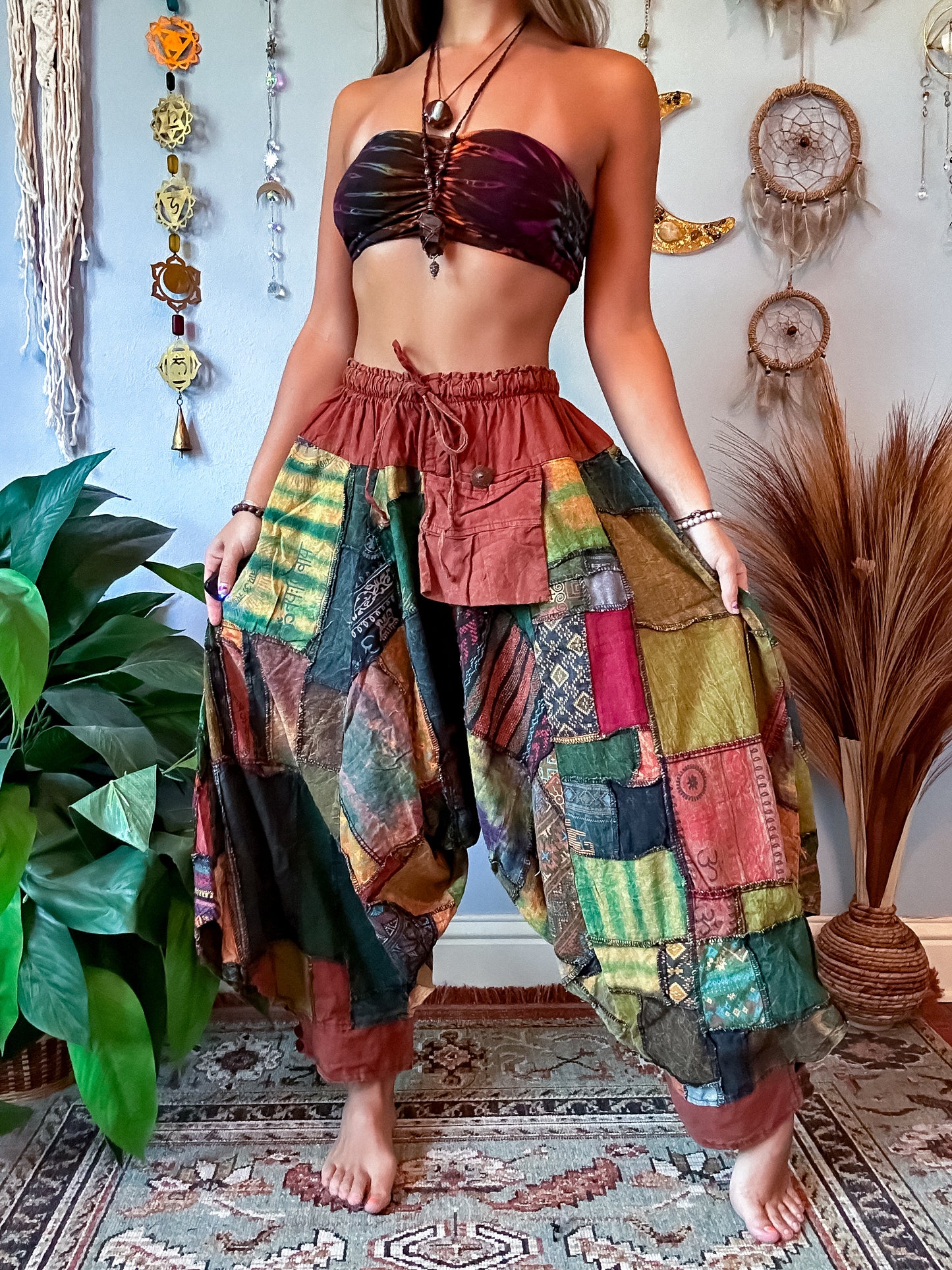 WOODLAND DROP CROTCH HAREM TROUSERS - RUST