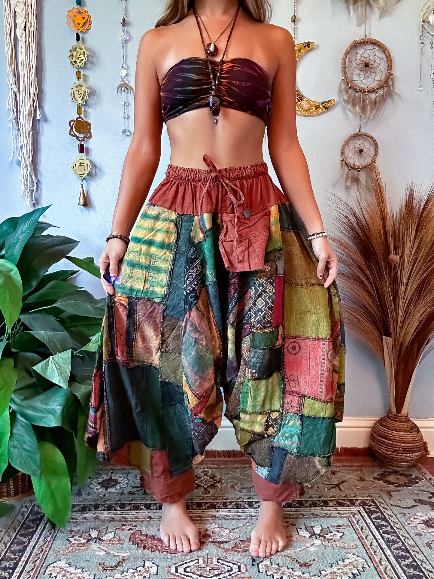 WOODLAND DROP CROTCH HAREM TROUSERS - RUST