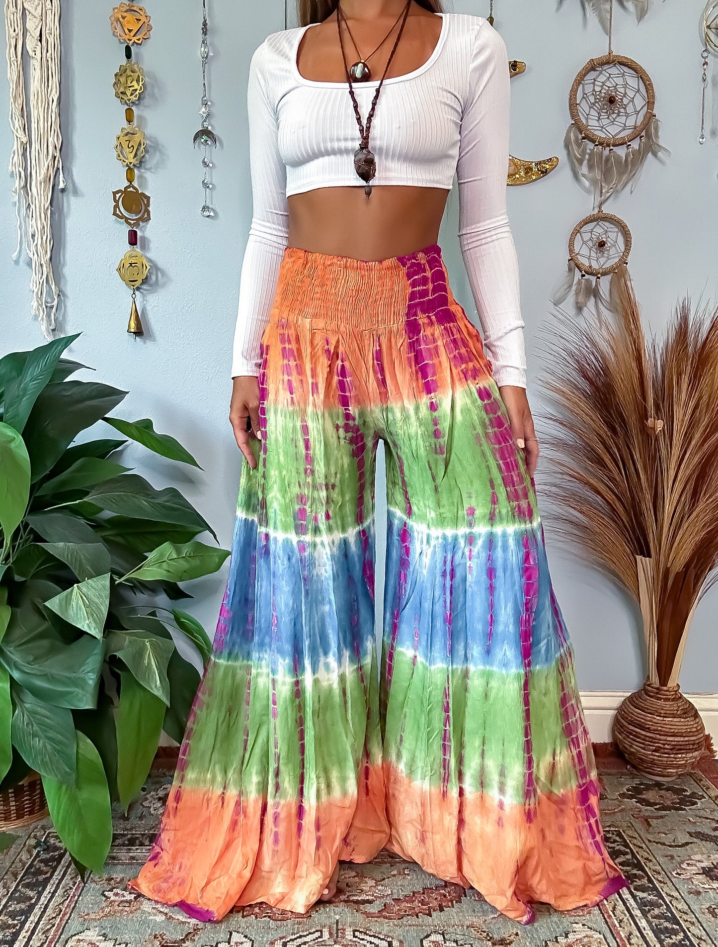 STELLA WIDE LEG PANTS - ORANGE • GREEN • MAGENTA • BLUE