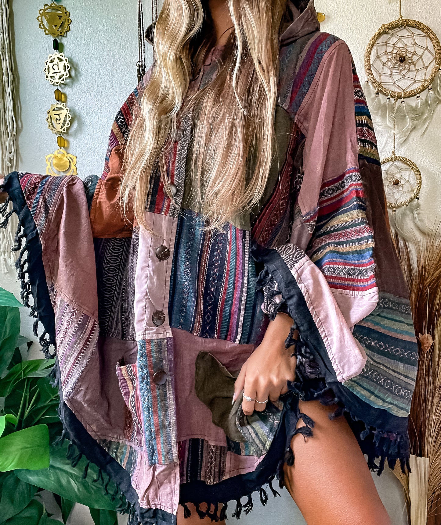BERKELEY HOODED PONCHO - EARTH