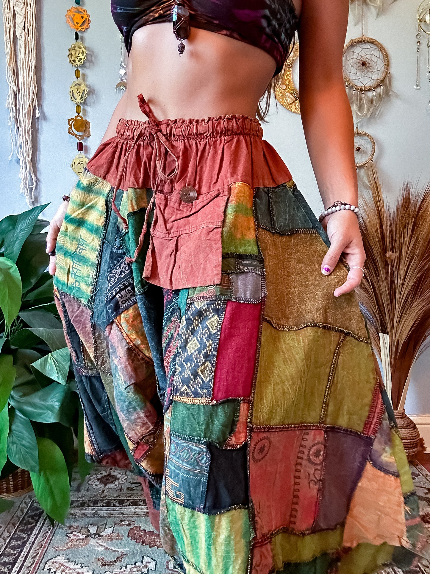 WOODLAND DROP CROTCH HAREM TROUSERS - RUST