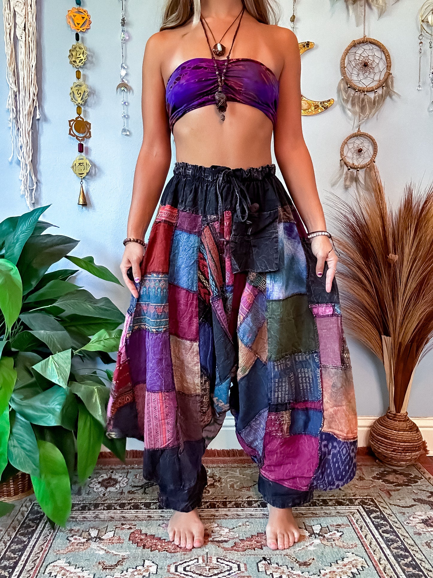 WOODLAND DROP CROTCH HAREM TROUSERS - STONE