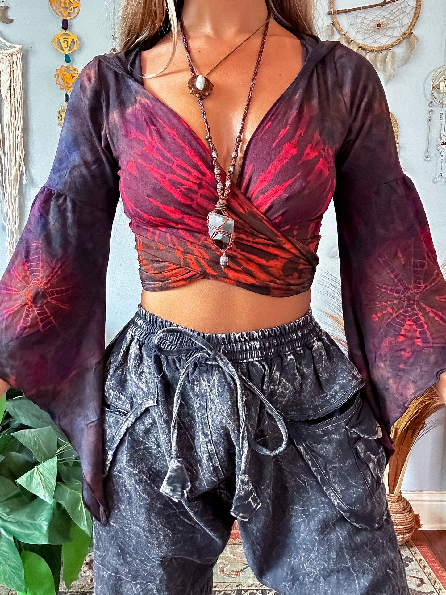 AURORA HOODED PIXIE TOP - BROWN
