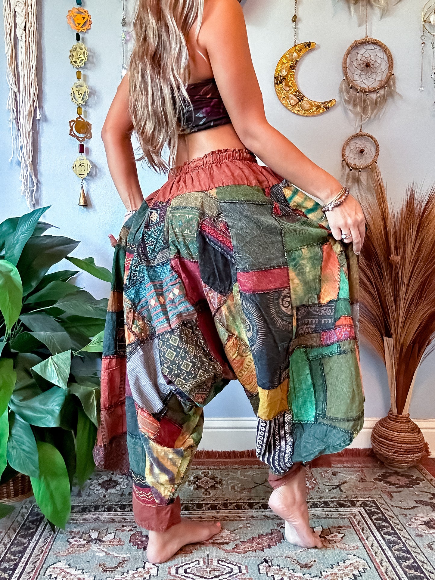 WOODLAND DROP CROTCH HAREM TROUSERS - RUST