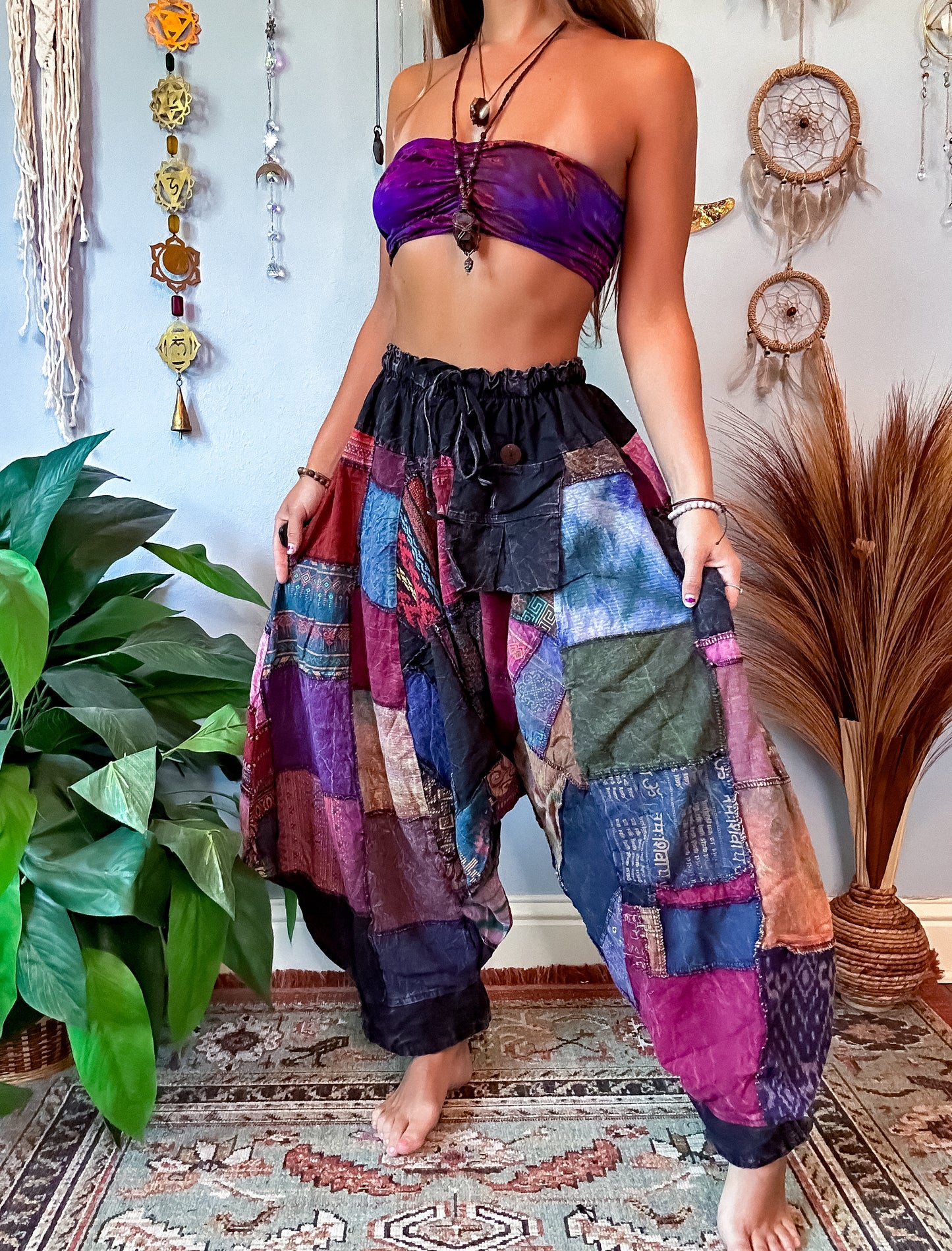 WOODLAND DROP CROTCH HAREM TROUSERS - STONE