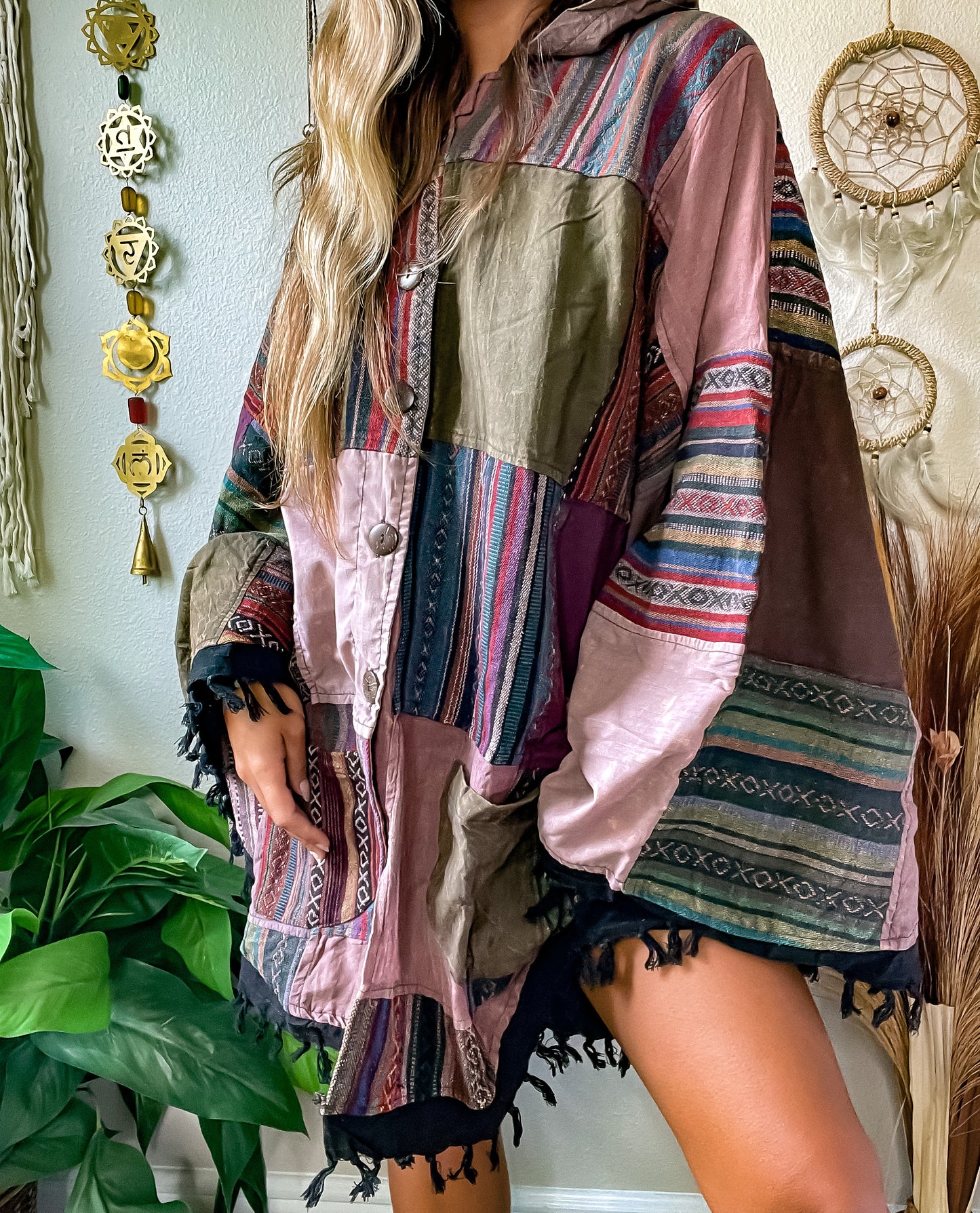 BERKELEY HOODED PONCHO - EARTH