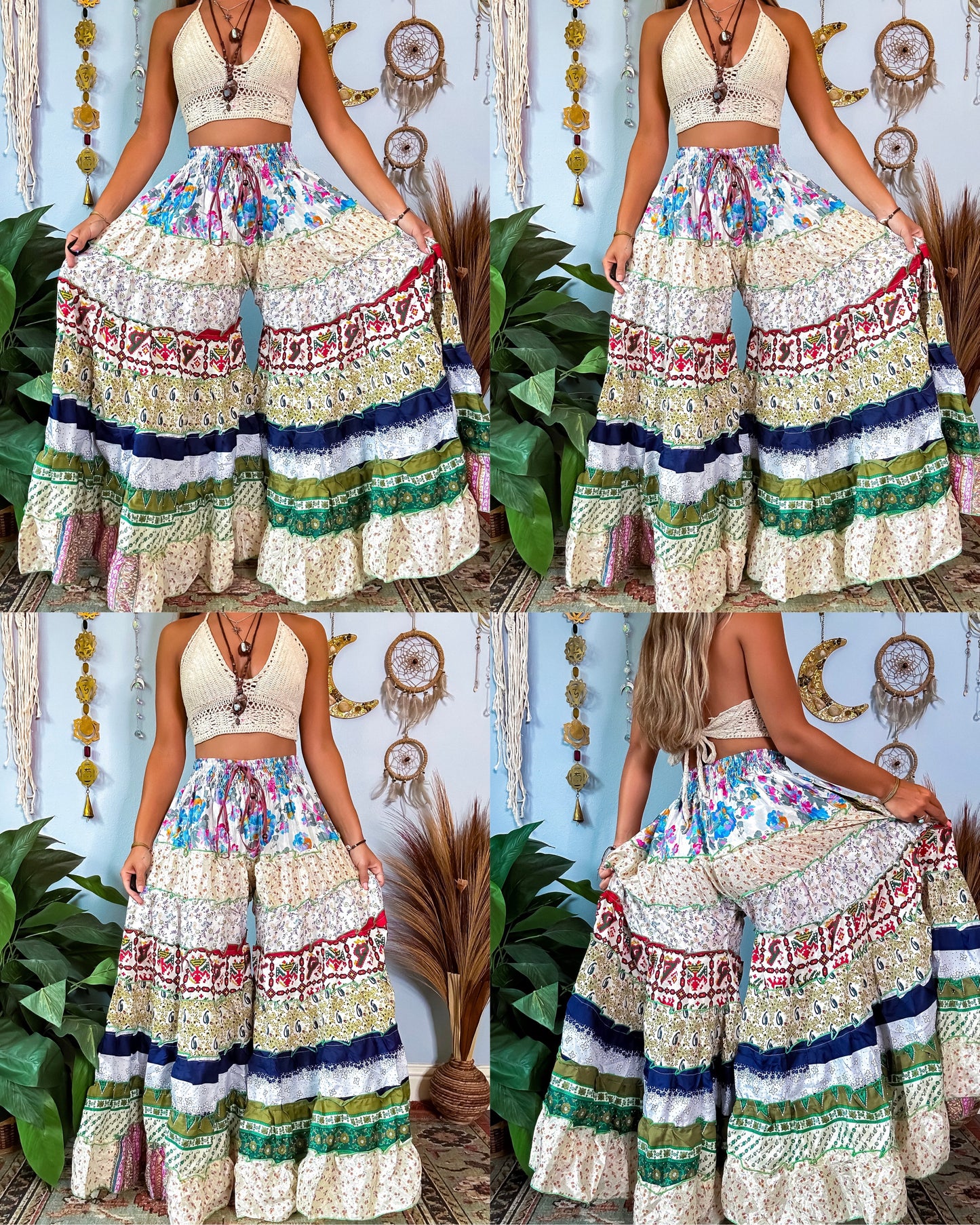 PATCHWORK TIERED PANTS