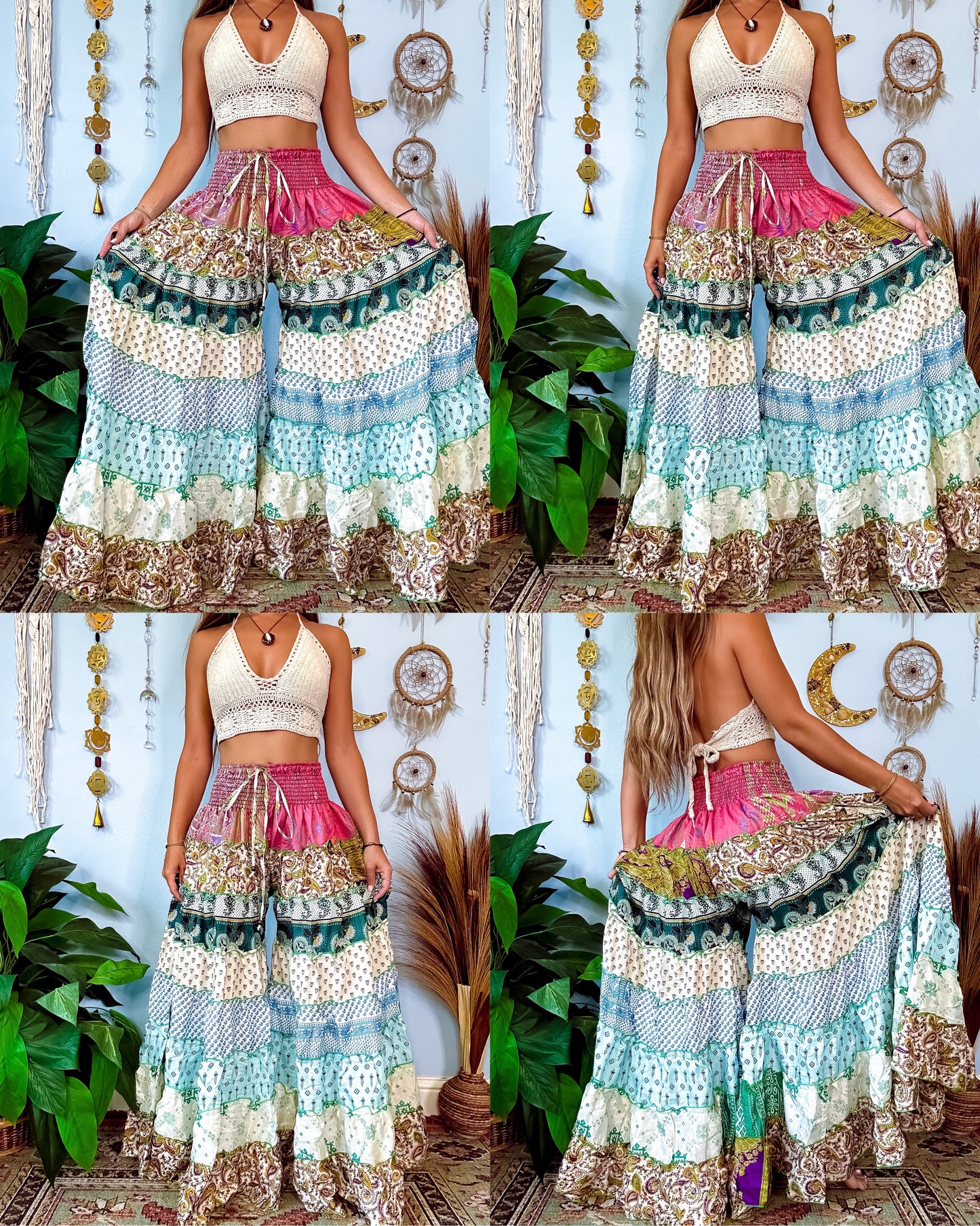 PATCHWORK TIERED PANTS