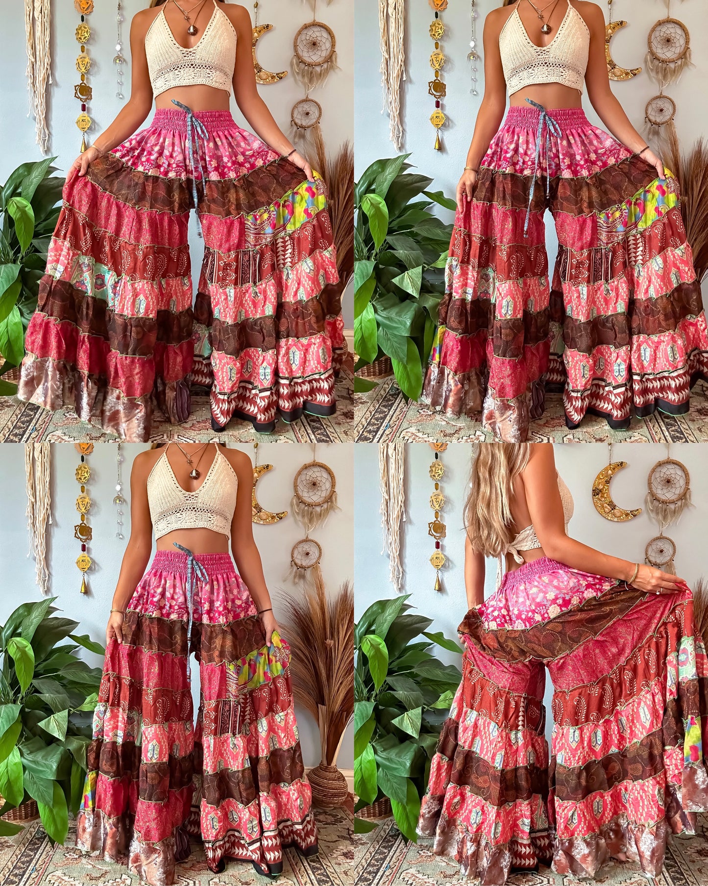 PATCHWORK TIERED PANTS
