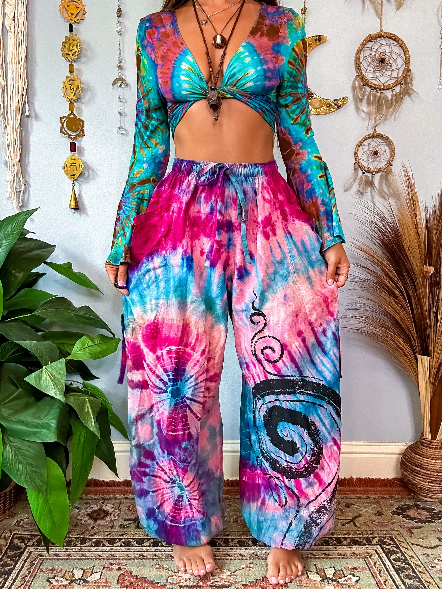 LEILANI HAREM TROUSERS- PINK & BLUE