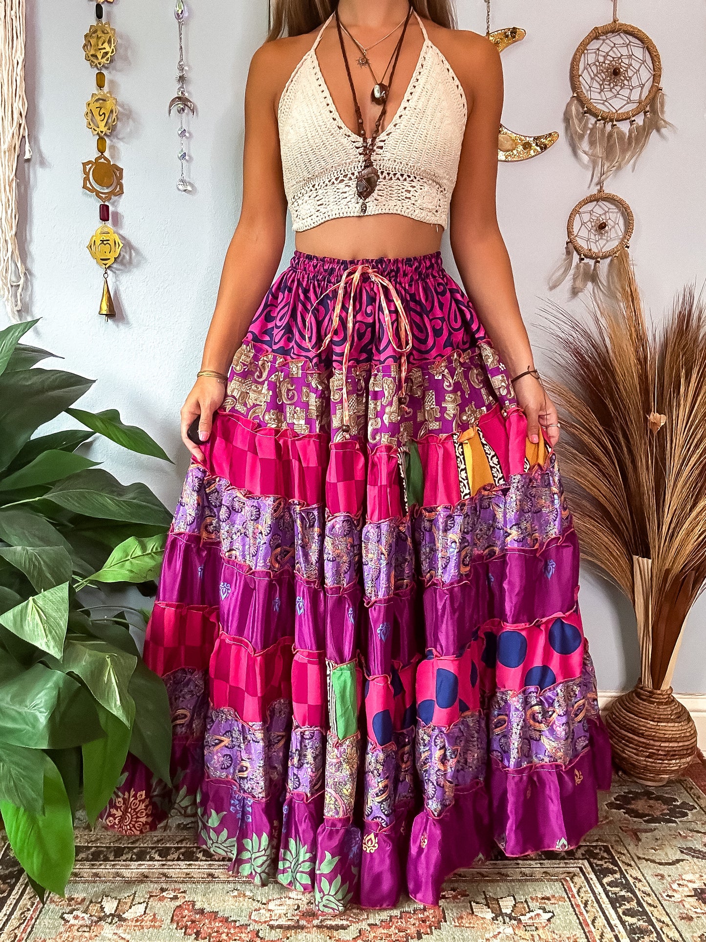 PATCHWORK TIERED SKIRT