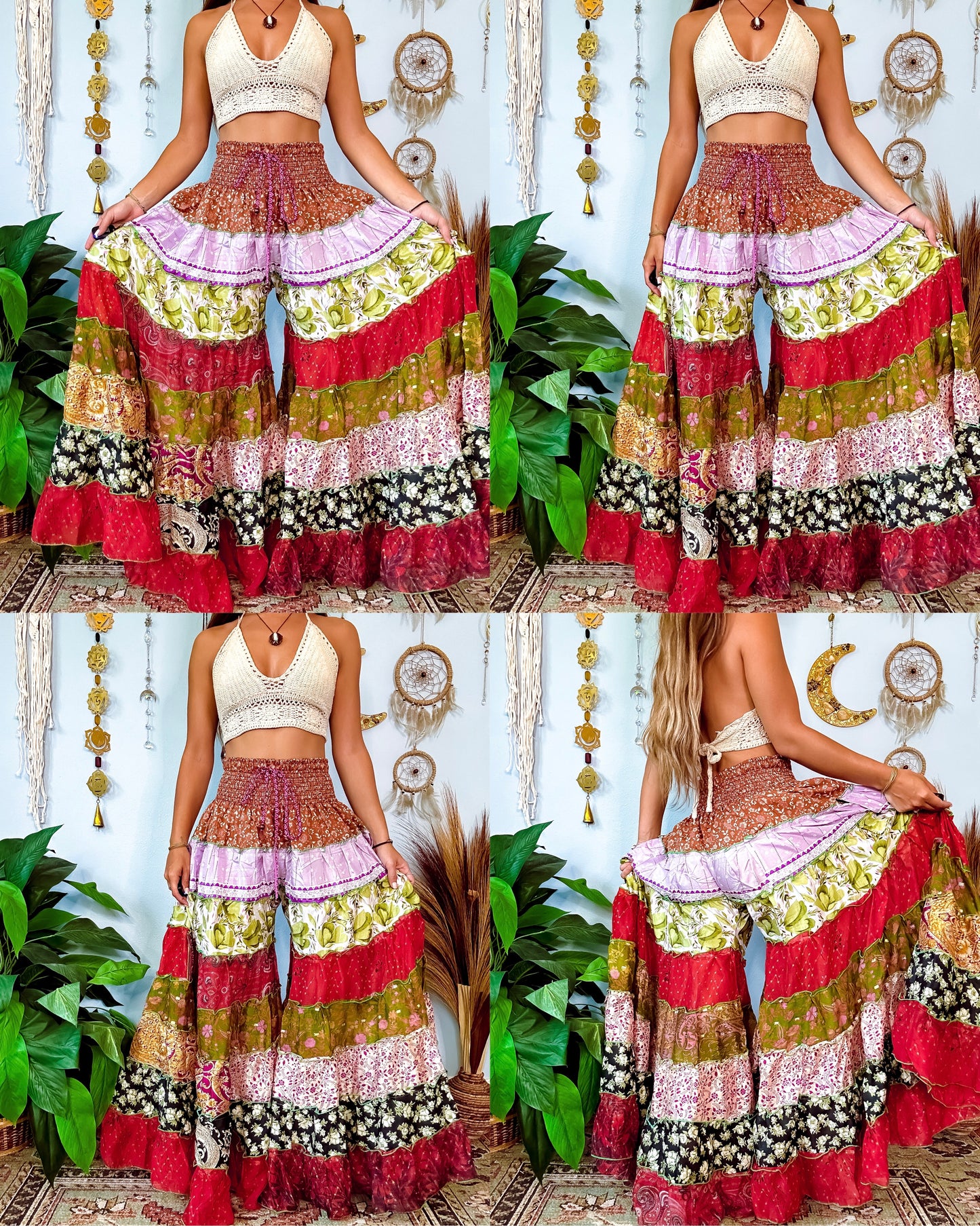PATCHWORK TIERED PANTS