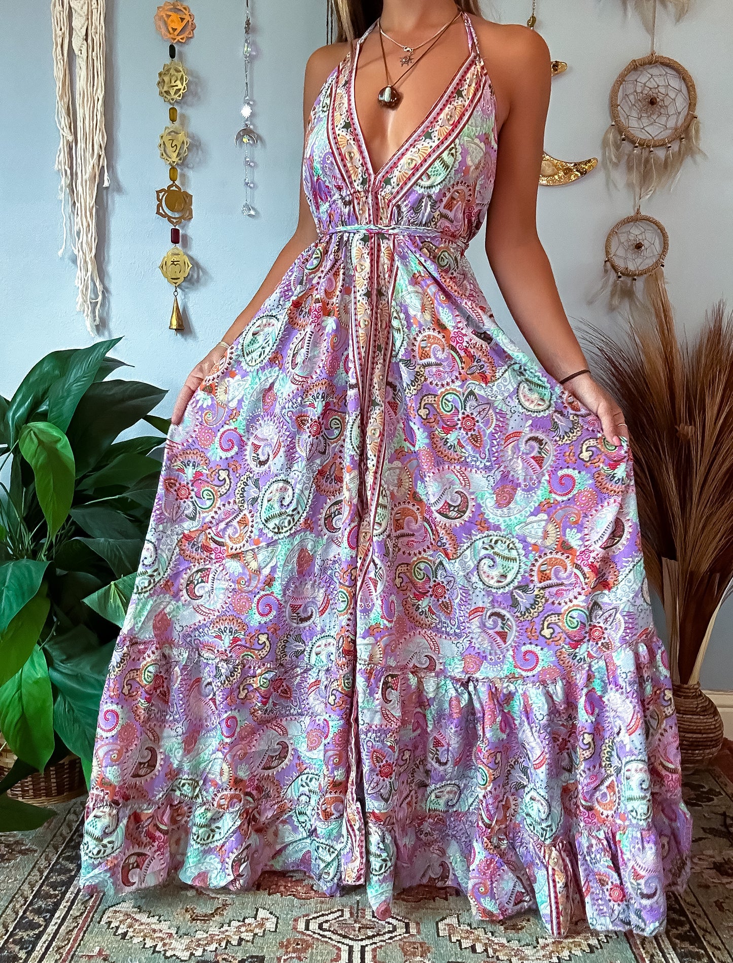 SILK TIERED DRESS - LAVENDER