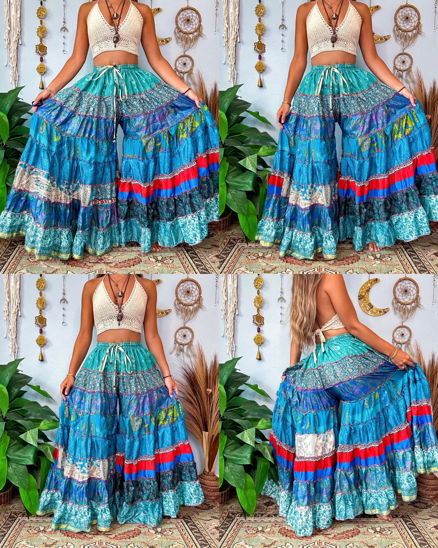 PATCHWORK TIERED PANTS