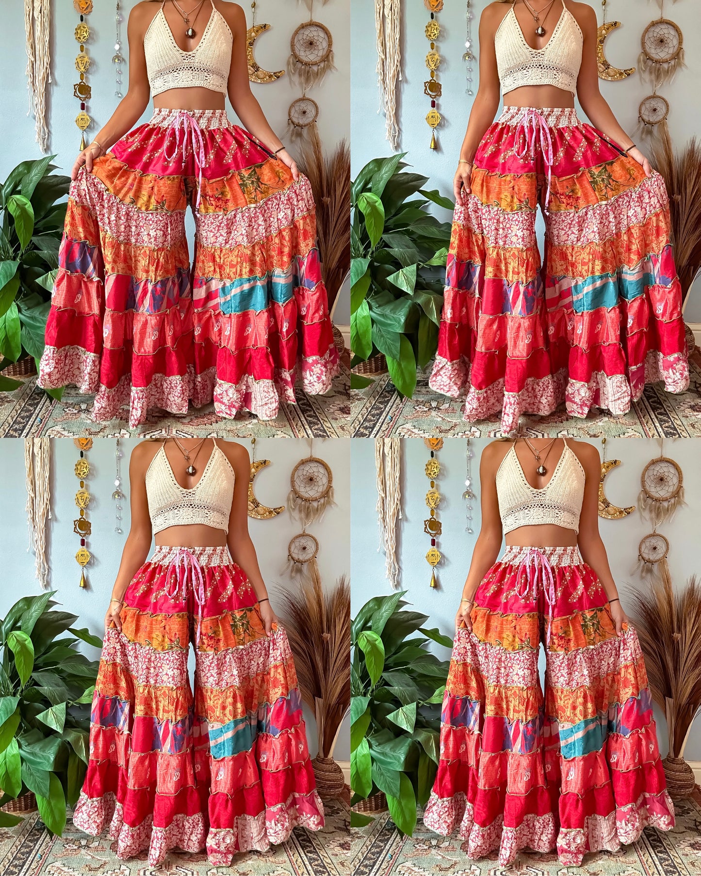 PATCHWORK TIERED PANTS