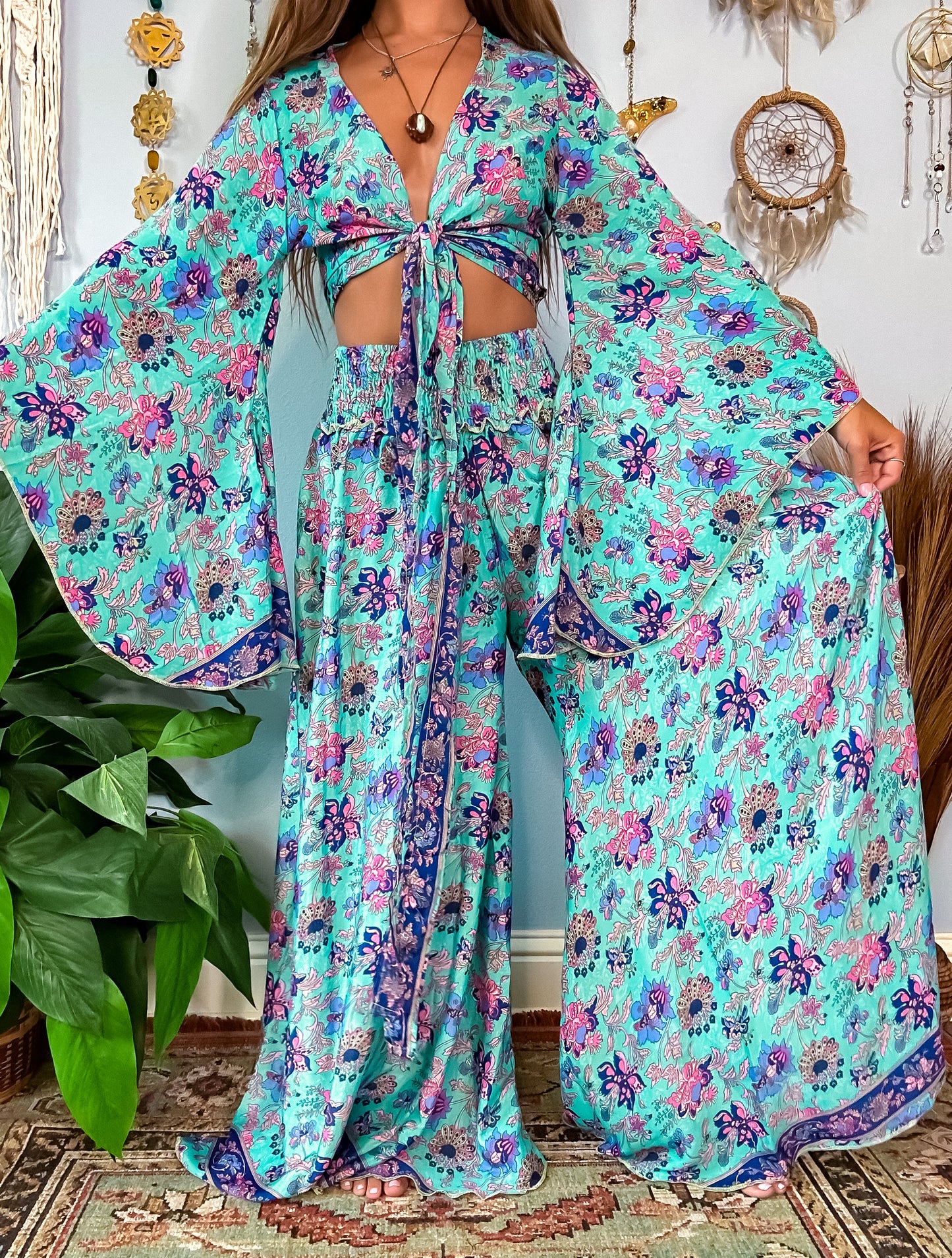 MARLOW TOP & PANTS SET - MINT BLUE