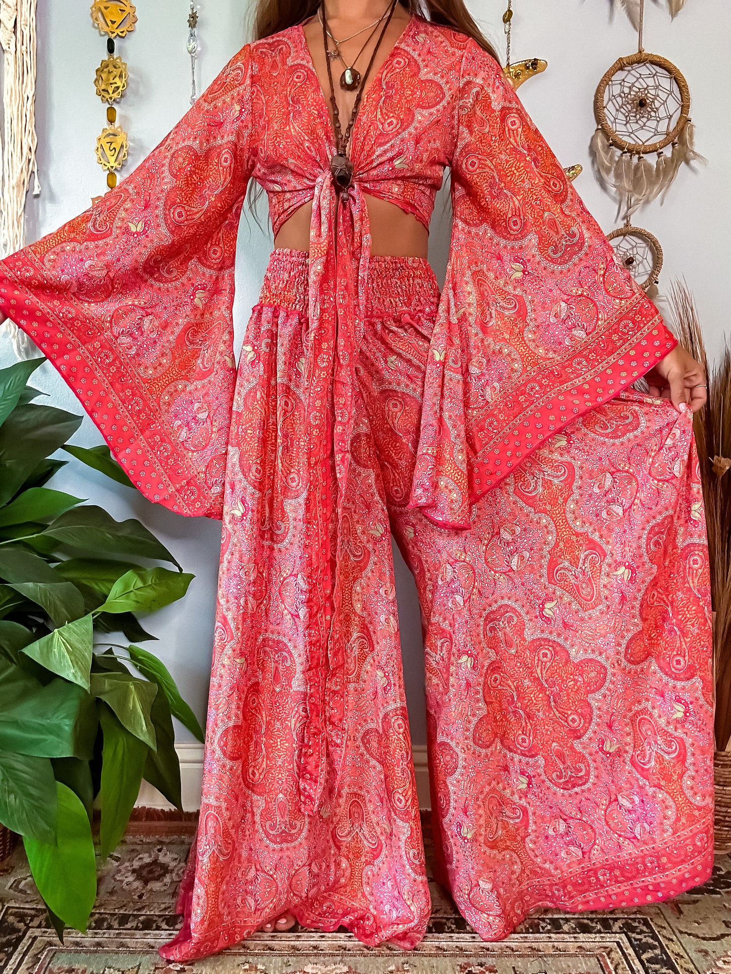 MARLOW TOP & PANTS SET - CORAL