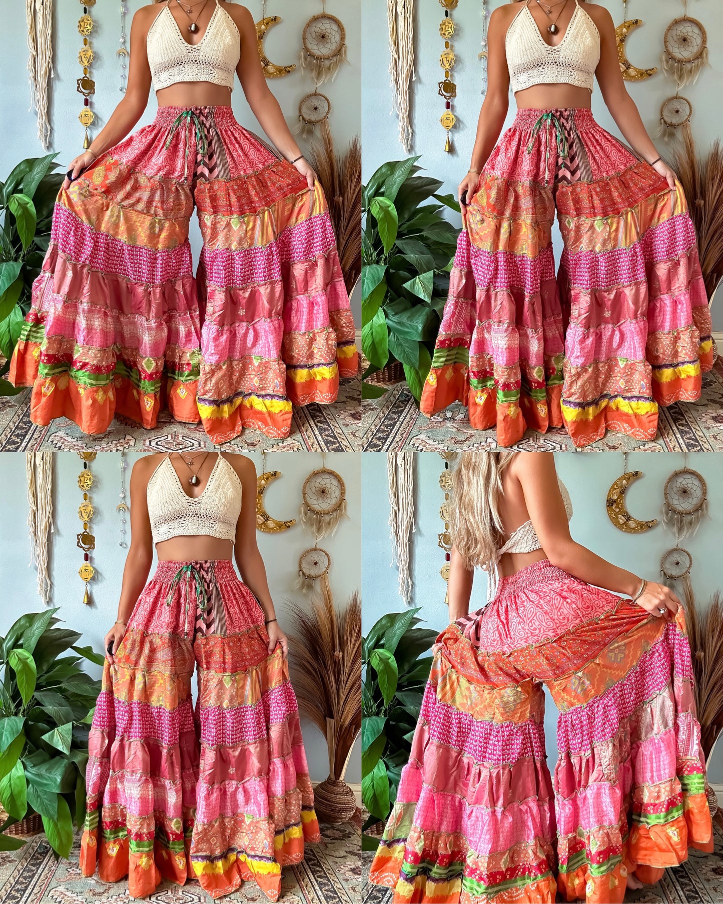 PATCHWORK TIERED PANTS