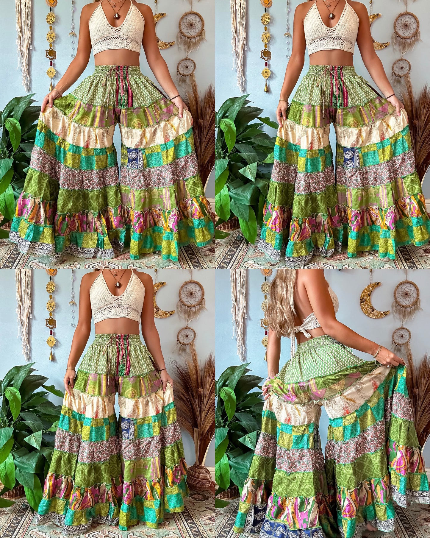 PATCHWORK TIERED PANTS