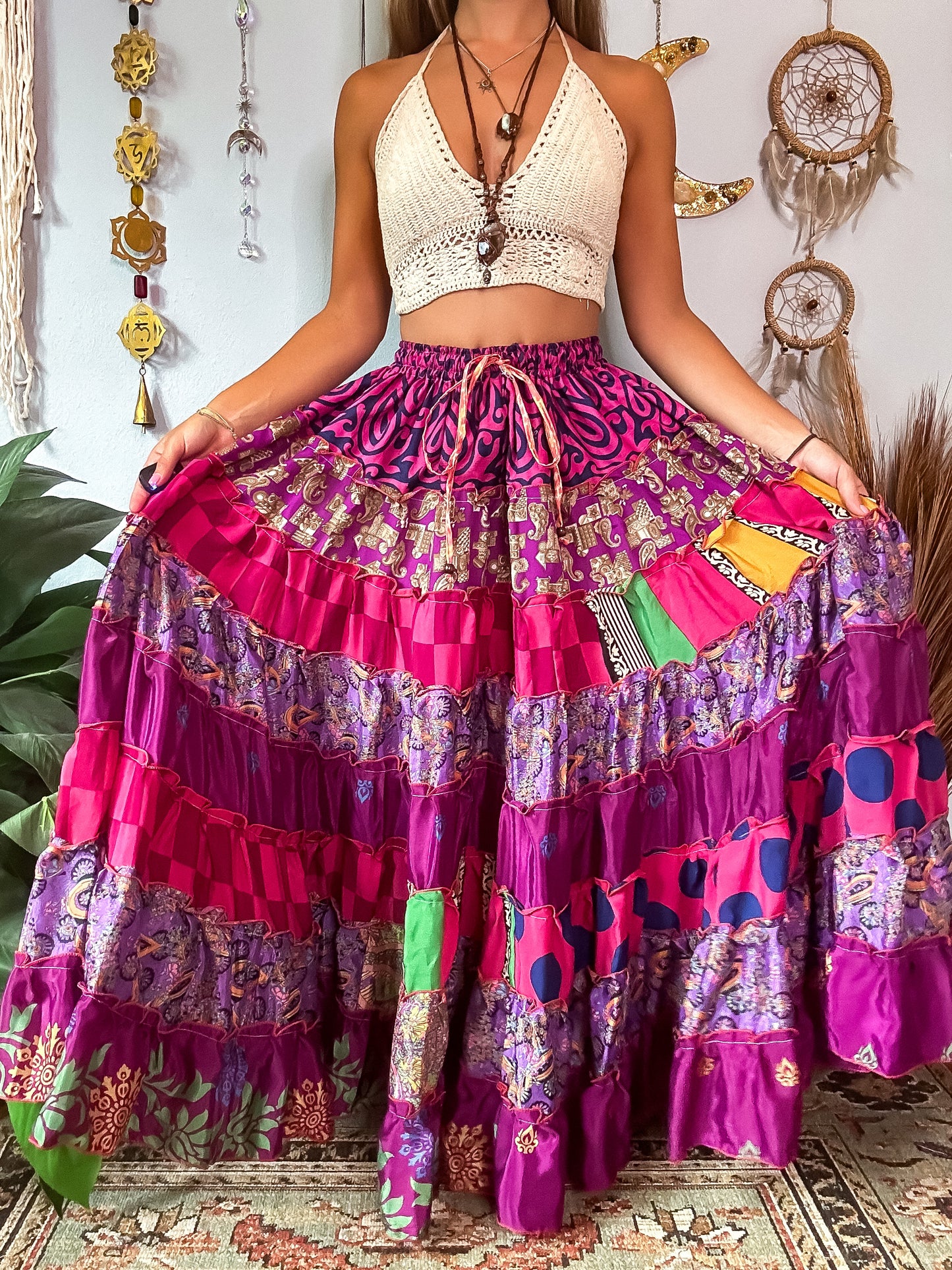 PATCHWORK TIERED SKIRT
