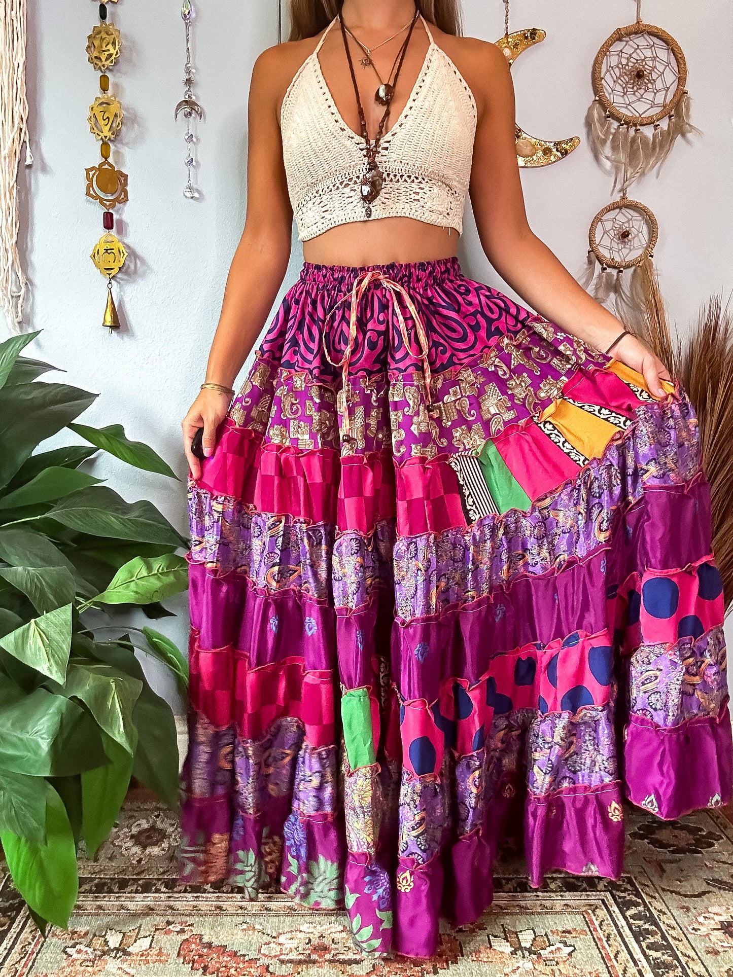 PATCHWORK TIERED SKIRT