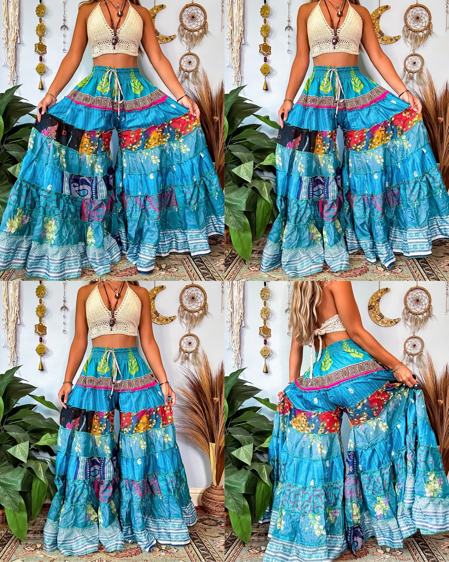 PATCHWORK TIERED PANTS