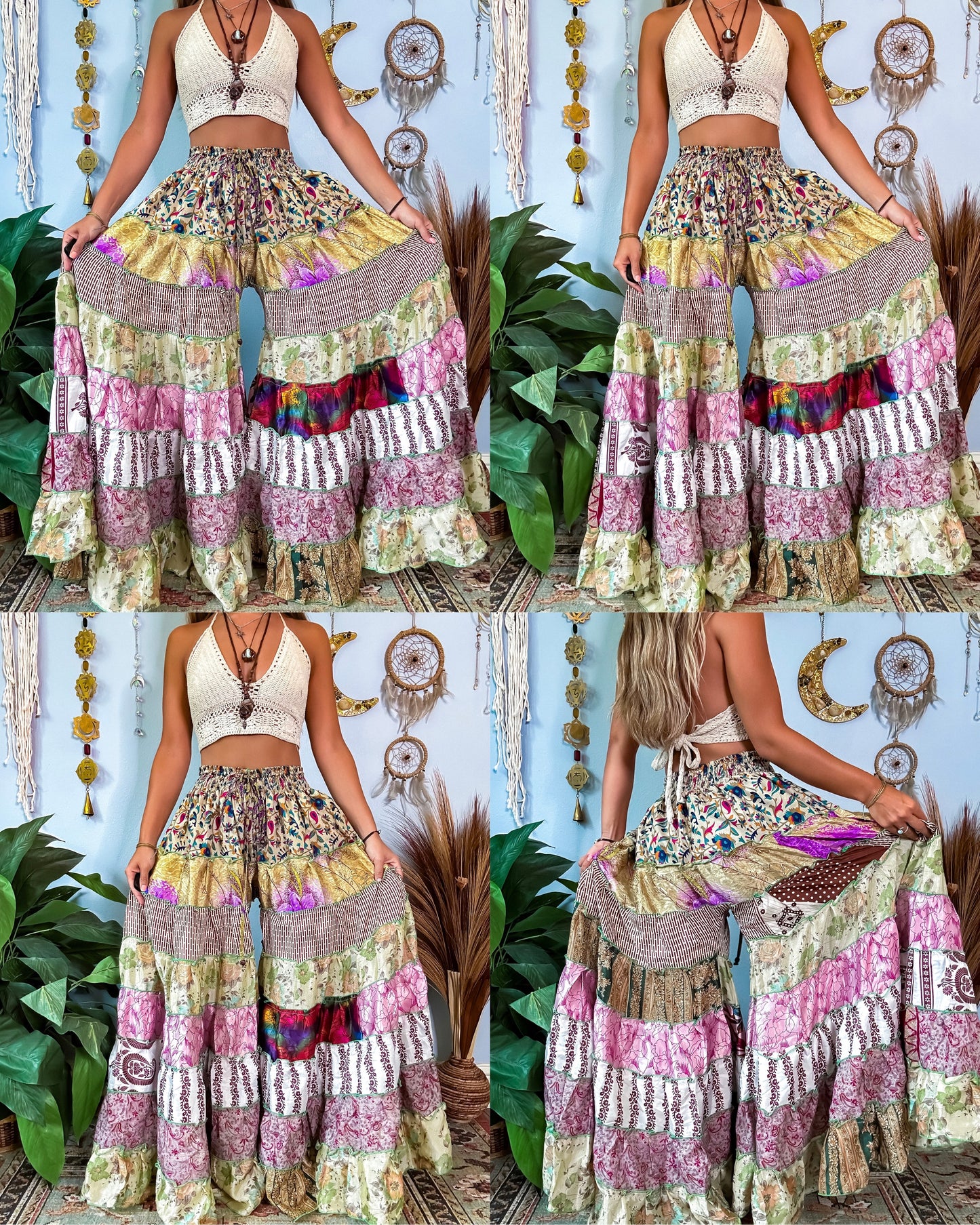 PATCHWORK TIERED PANTS