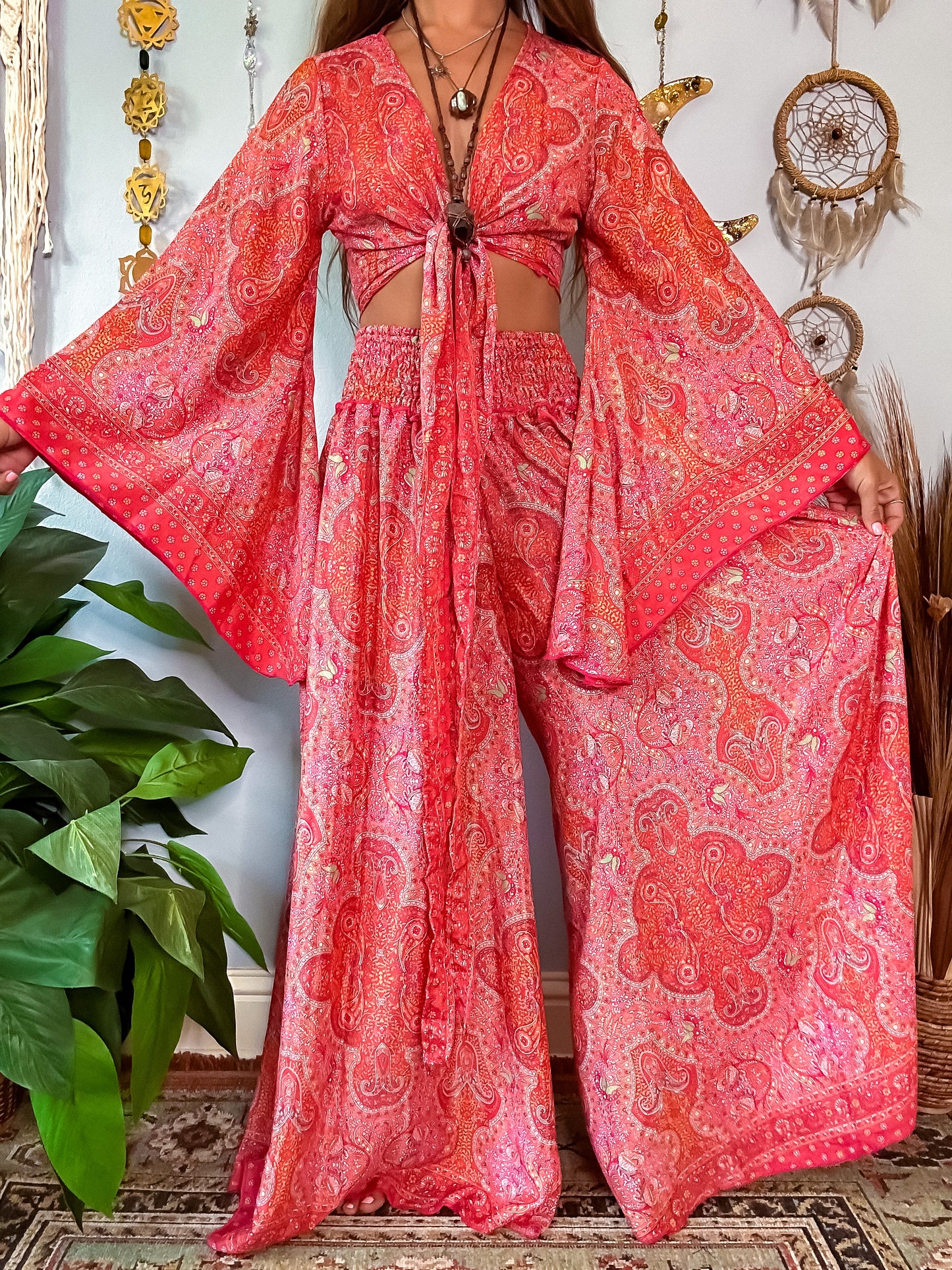 MARLOW TOP & PANTS SET - CORAL