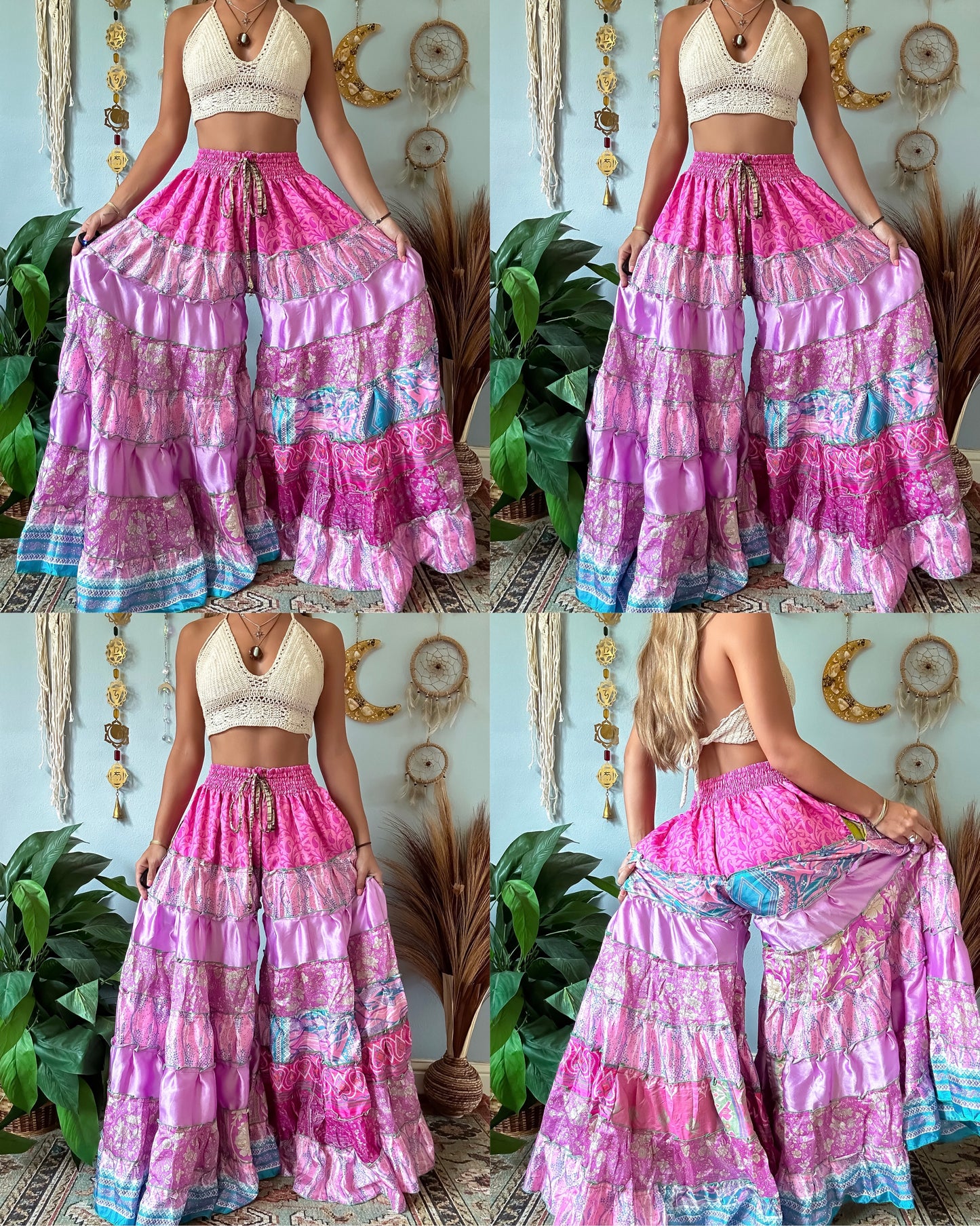PATCHWORK TIERED PANTS