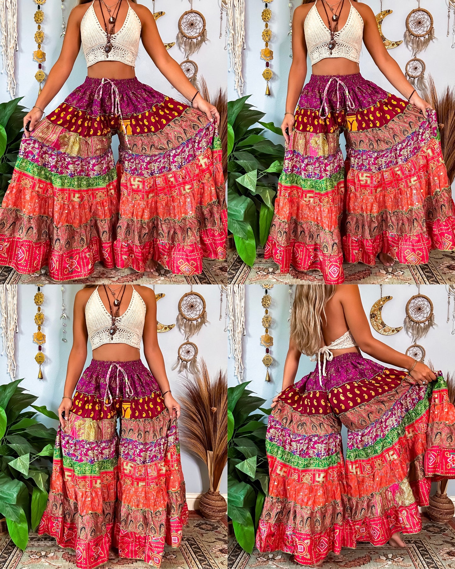 PATCHWORK TIERED PANTS