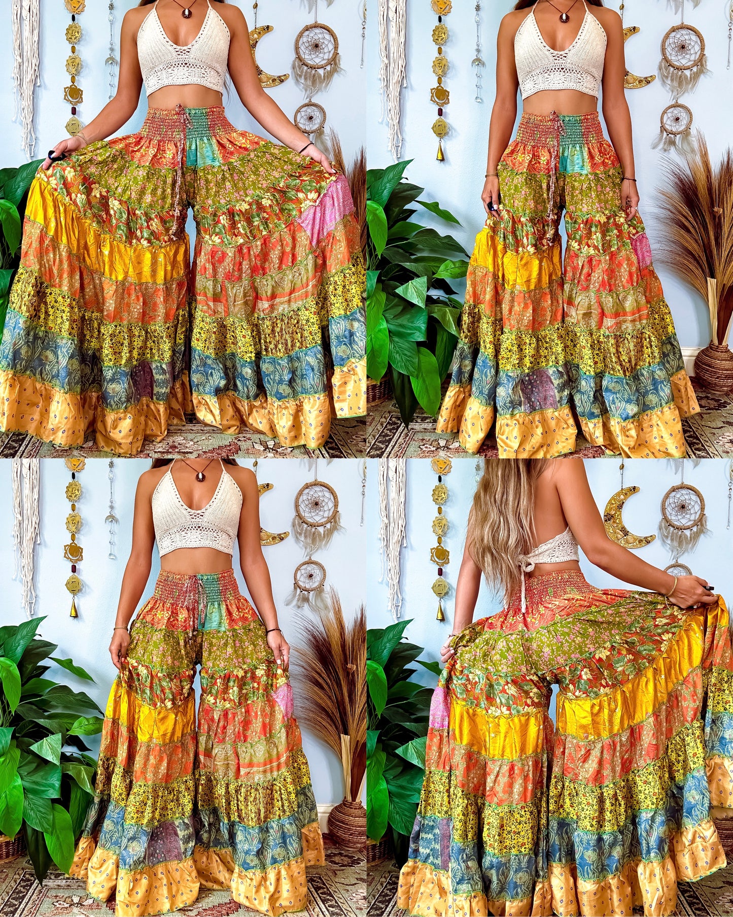 PATCHWORK TIERED PANTS