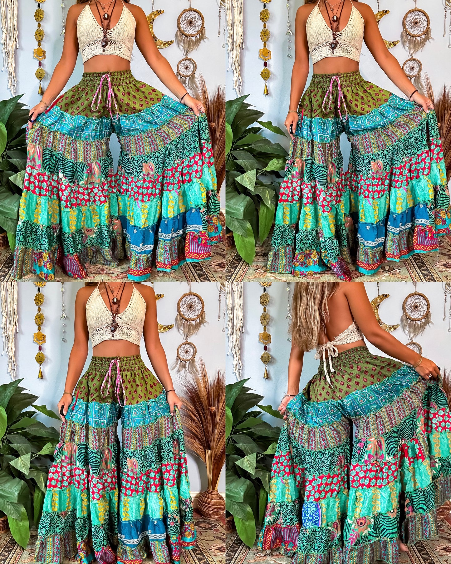 PATCHWORK TIERED PANTS