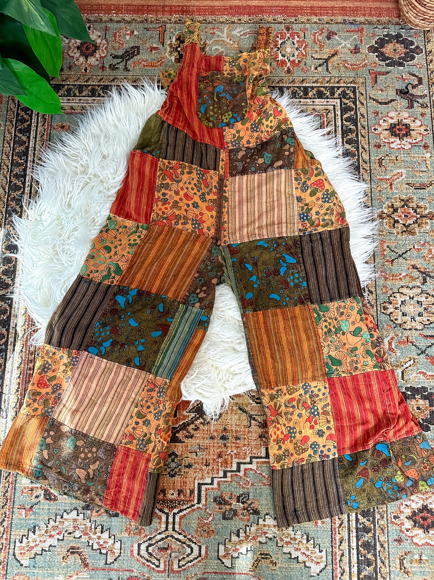 MUSHROOM PATCH WIDE LEG OVERALLS