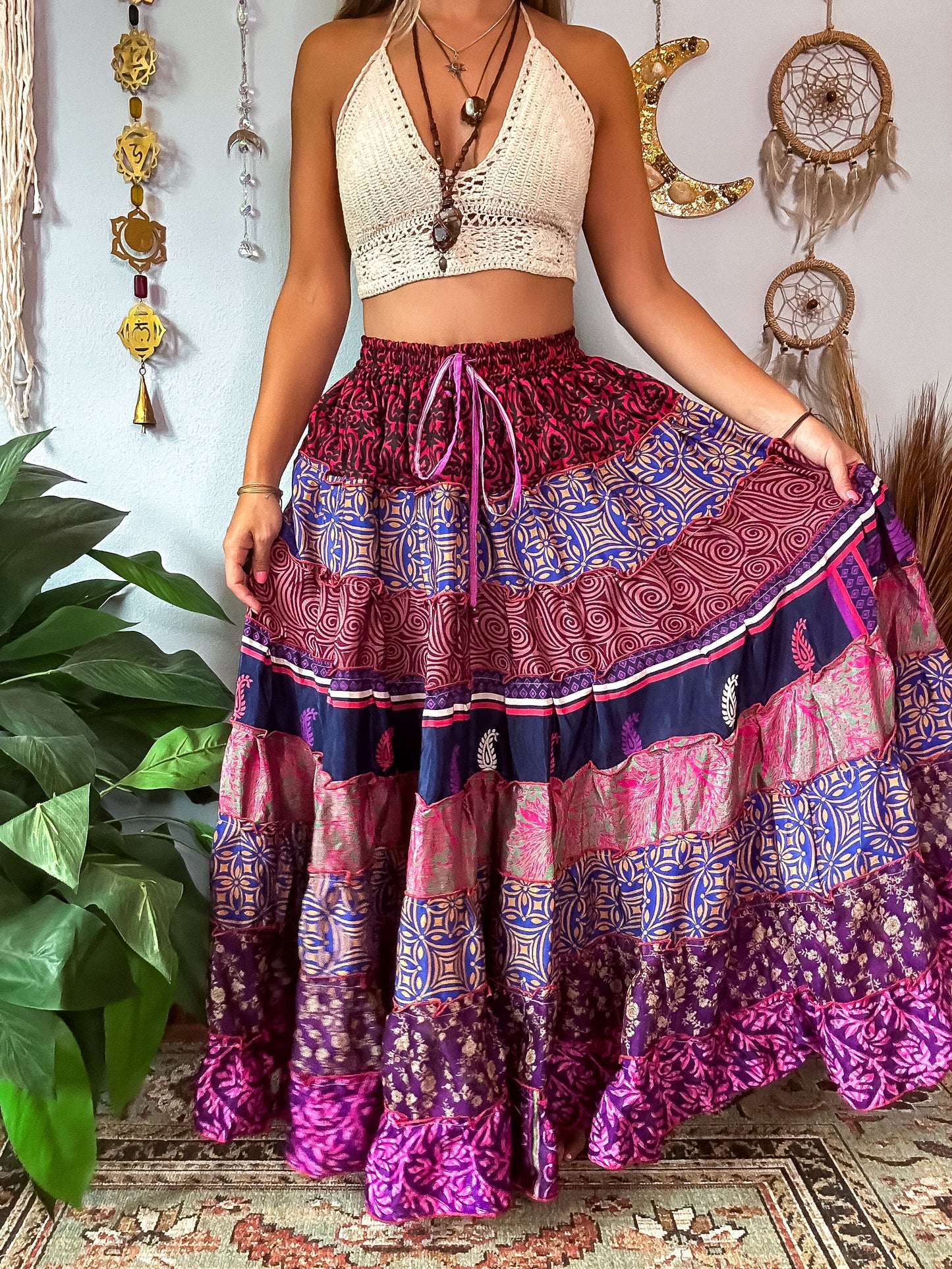 PATCHWORK TIERED SKIRT