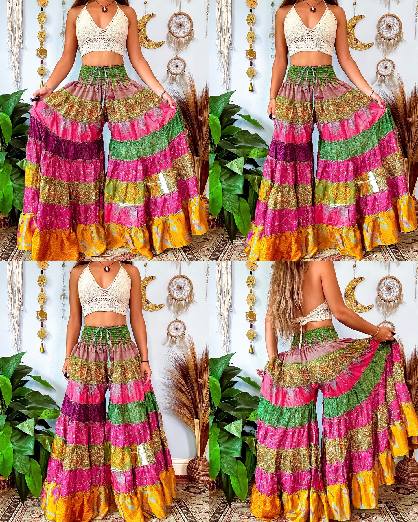 PATCHWORK TIERED PANTS