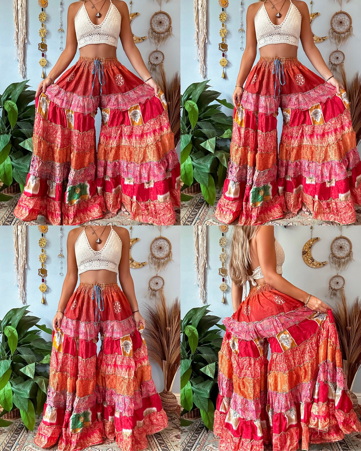 PATCHWORK TIERED PANTS