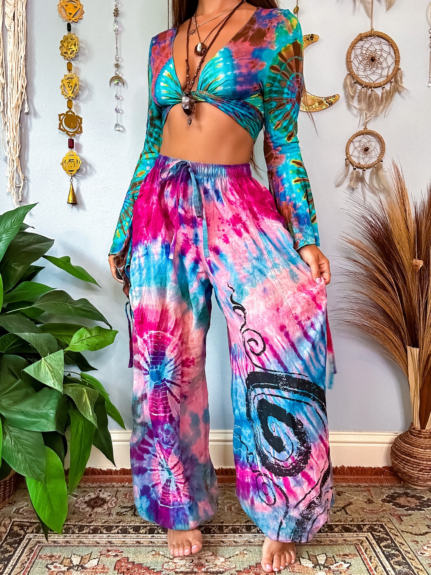 LEILANI HAREM TROUSERS- PINK & BLUE