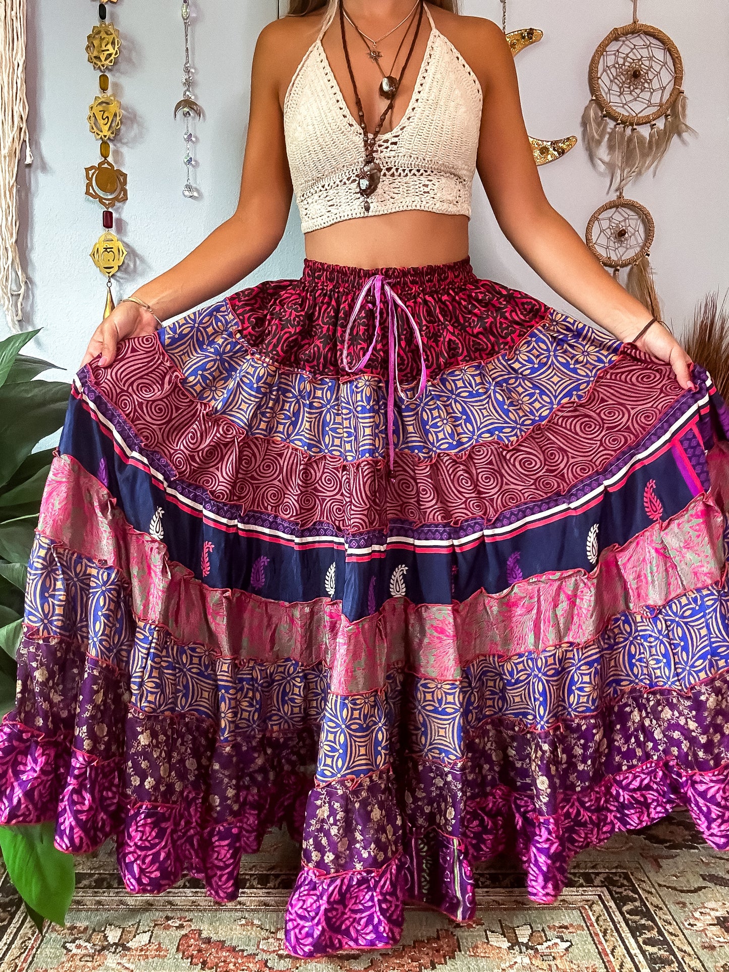 PATCHWORK TIERED SKIRT