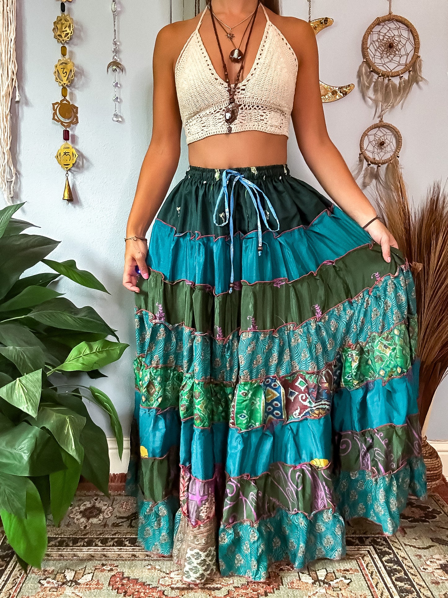 PATCHWORK TIERED SKIRT