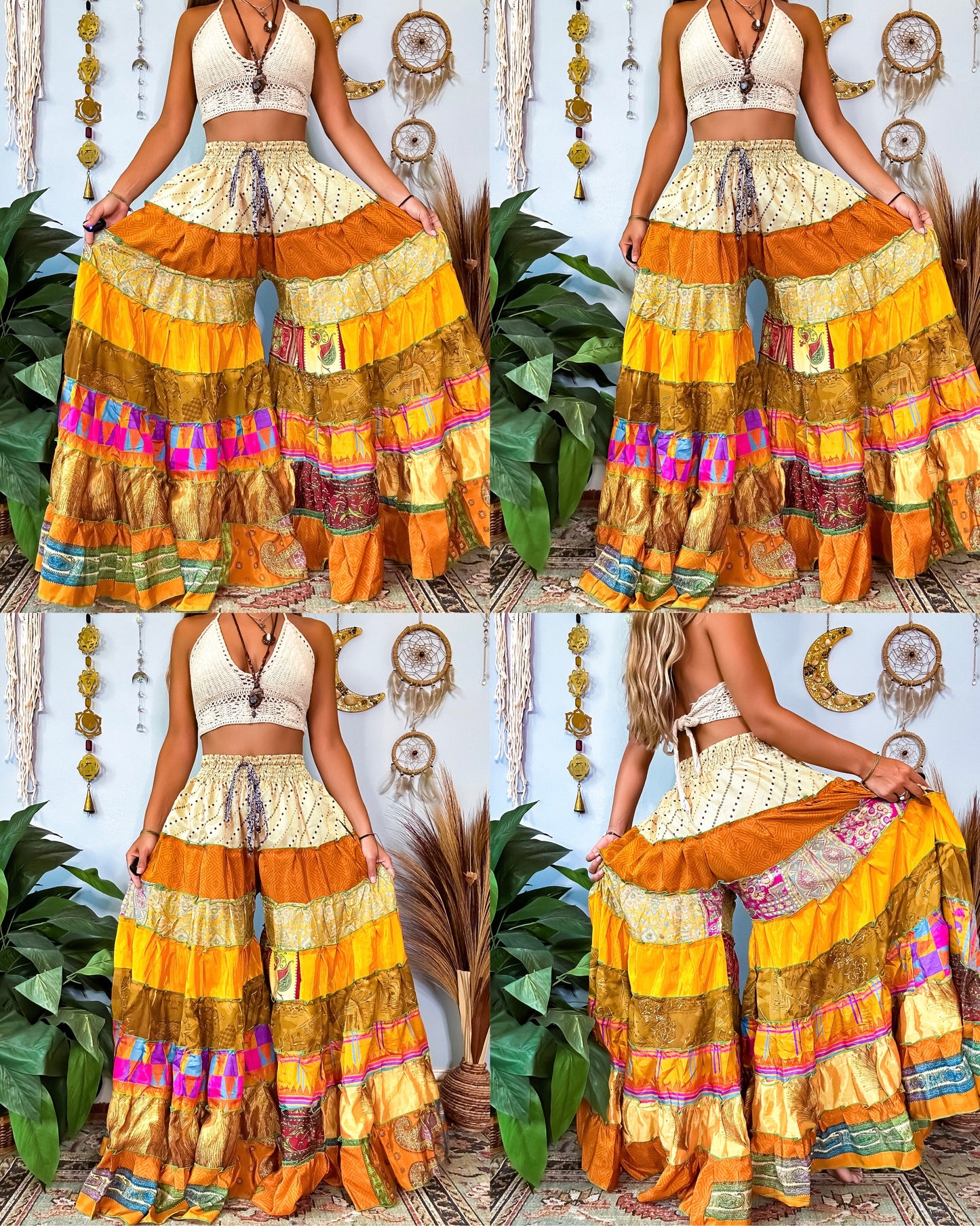 PATCHWORK TIERED PANTS