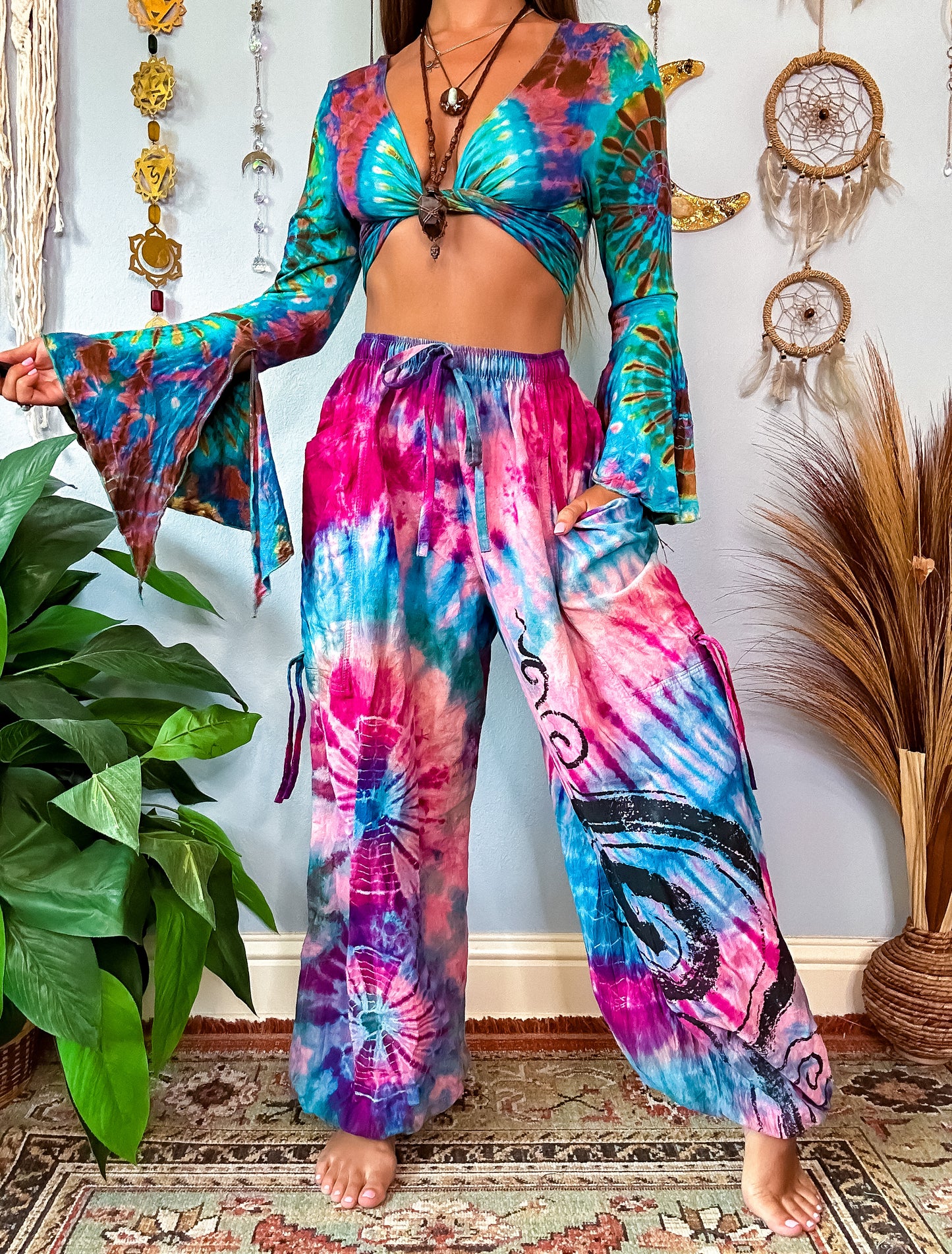 LEILANI HAREM TROUSERS- PINK & BLUE