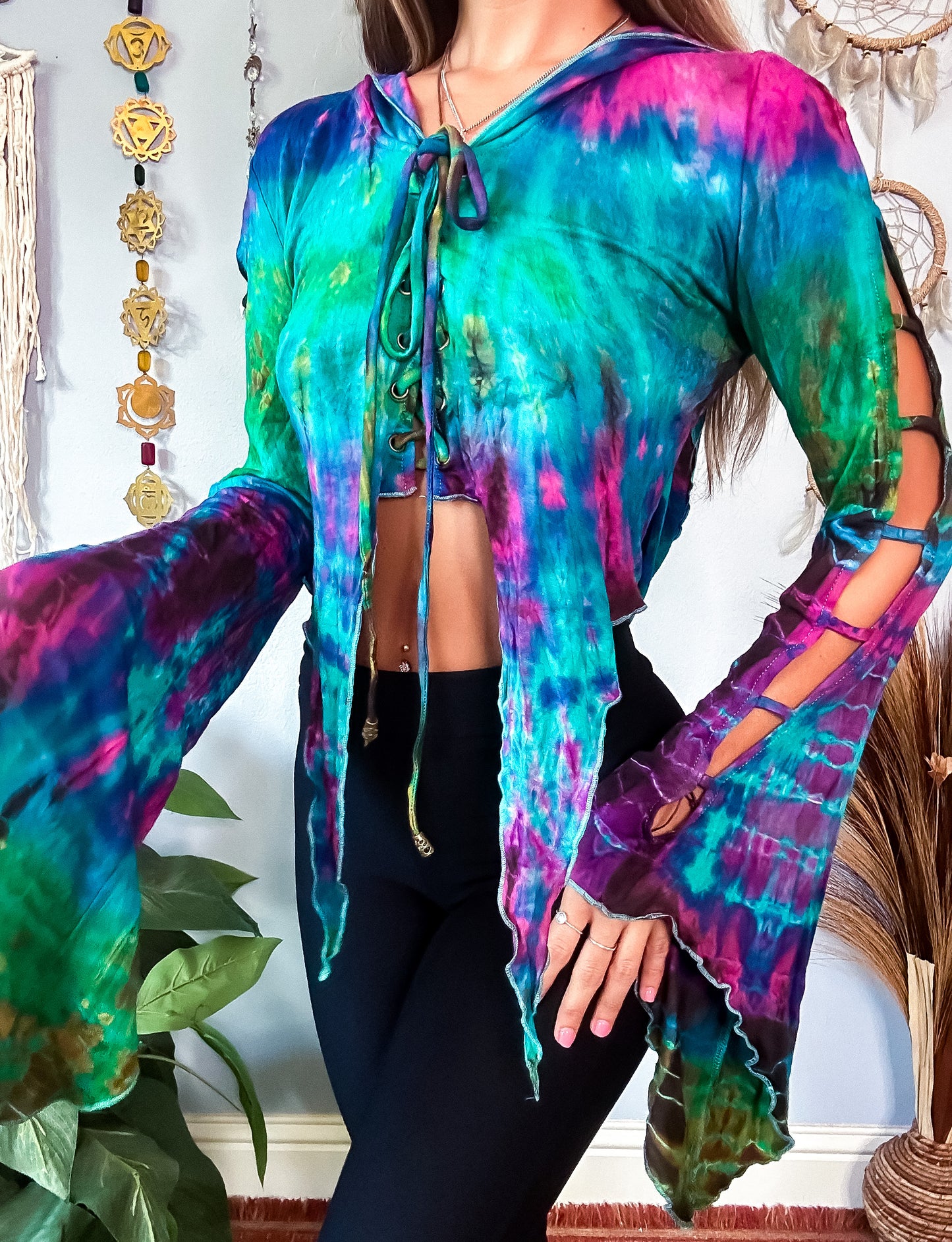 TRIXIE HOODED TOP - TURQUOISE
