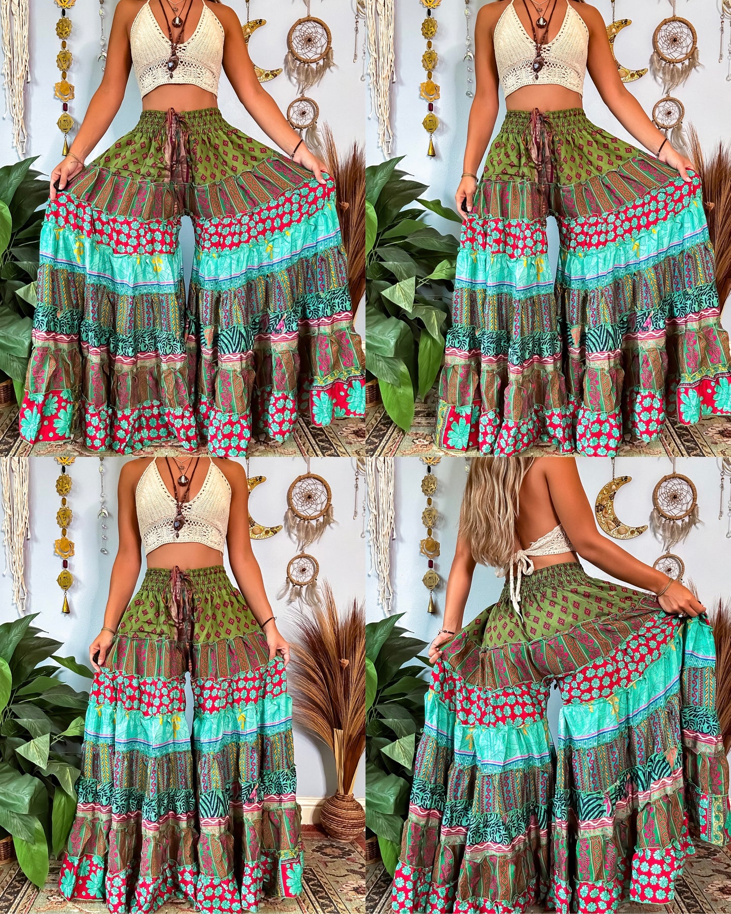 PATCHWORK TIERED PANTS