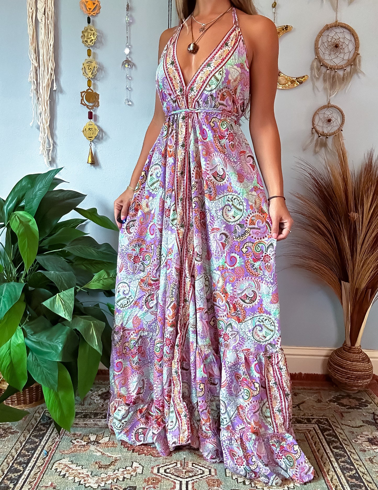 SILK TIERED DRESS - LAVENDER