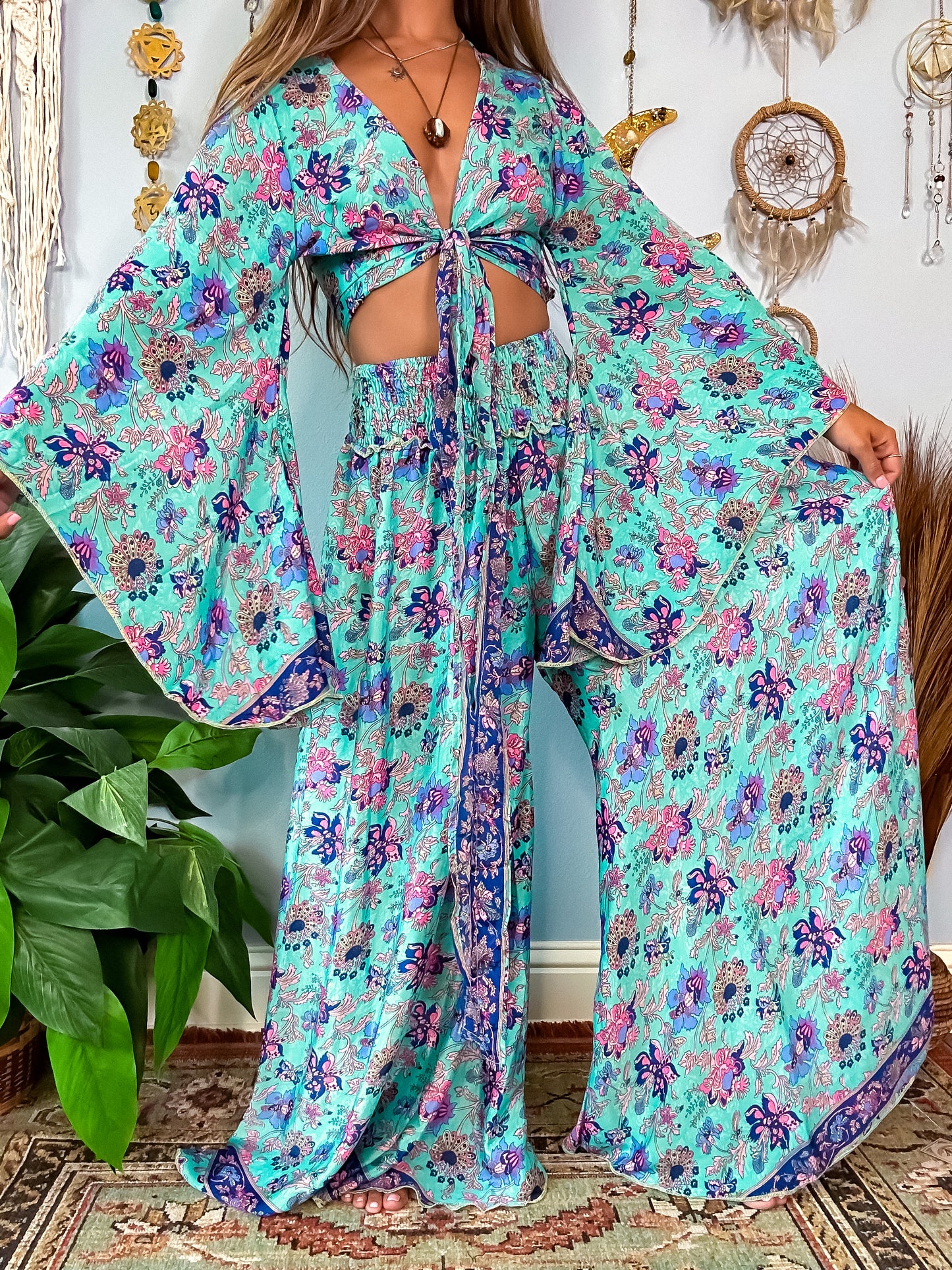 MARLOW TOP & PANTS SET - MINT BLUE